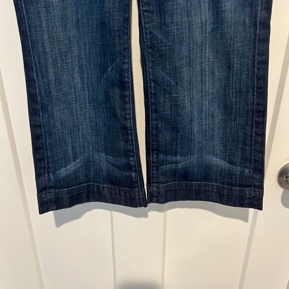 7 For All Mankind Dojo Crop Denim Jeans Capri Wide Leg Dark Wash Size 26* Retro - Picture 4 of 12